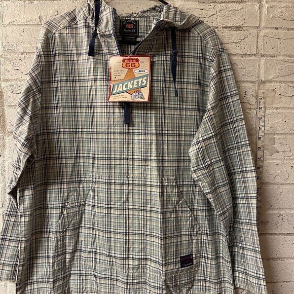 Vintage 90’s  Hooded Striped Partial Zip Pullover Jacket NWT M - Picture 1 of 11